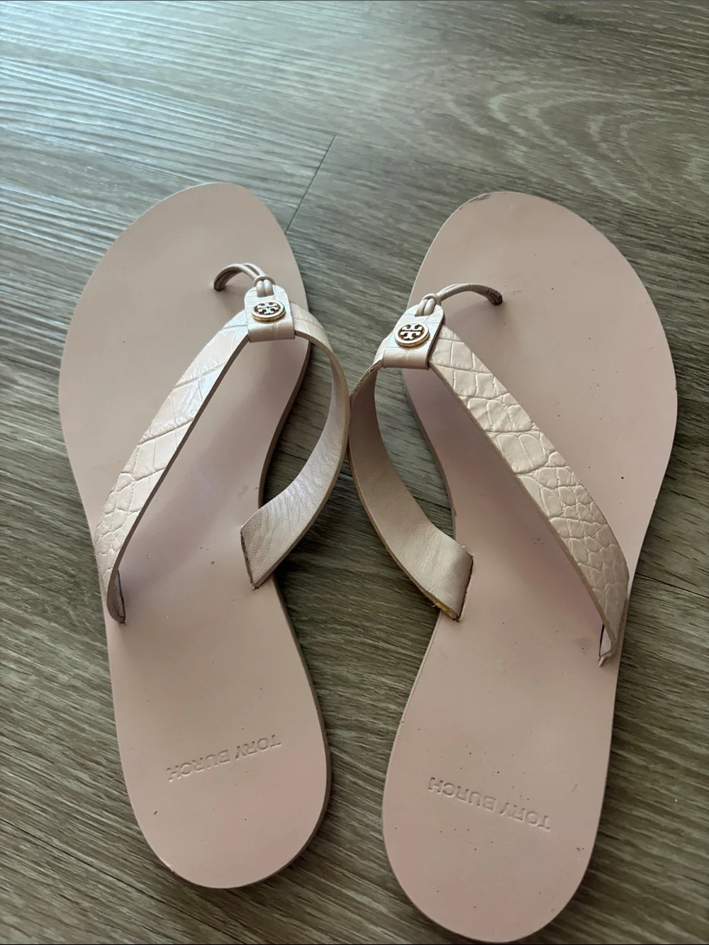 Tory Burch Blush Pink Leather Thong Sandals